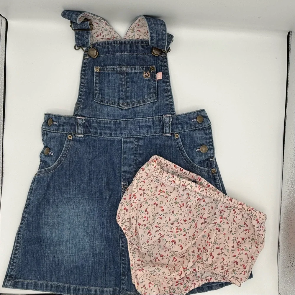 Baby GAP Blue Denim Kids Overalls Denim Dress, Size 4T Y2K Vintage